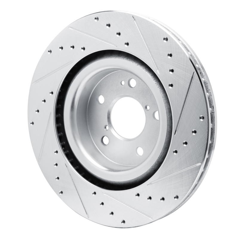 Acura MDX Brake Rotor (1) - Front Left - R1 Concepts - Drilled & Slotted - Silver - `22-`26
